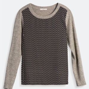Le Lis Black and Gray Mixed Material Patterned Women's Sweater